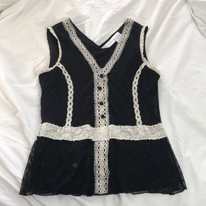 Lace & mesh detail top